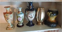 5 Decorative Vases, unknown manufacturer
