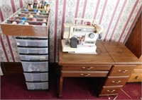 Sewing Machine, supplies, sewing desk