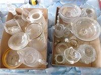 Clear glassware, dishes, pitchers, cups, 2 boxes