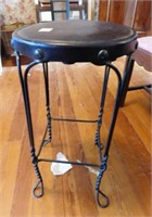 Ice Cream Parlor Black metal stool w/leather top
