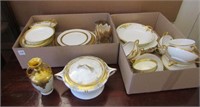 2 Boxes- White/Gold Dishes, Many Bavarian Made