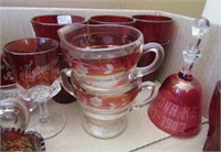Assorted Dishes/China, Red Glass, Foreign Pieces