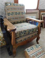 Upholstered Wood Reclining Chair, Foot Rest