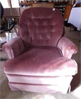 Pink Upholstered Chair, rocks, swivels
