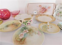 Hand painted Dishes, Pink Vases (1 box)