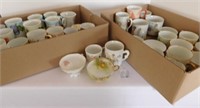 Teacups, Mugs, some handprinted (2 boxes)
