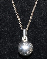 Tiffany Sterling Ball Pendant & Tiffany Chain!