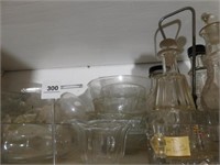 Clear Glass Dishes, various - 1 shelf
