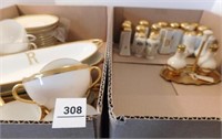 Dishes, Salt & Pepper Shakers - with gold trim