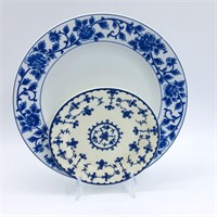 Set of 2 Vintage Blue and White Plates