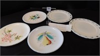 Fenton Lace Plates (2), Decorated Plates (3)