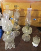 8 Assorted Glass Oil Table Lamps