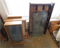 Wood Display Cases (4), Glass Pieces (8)