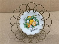 Vintage Florida Tiny Plate w/wire stand