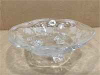 Etched Roses Glass Candy Bowl