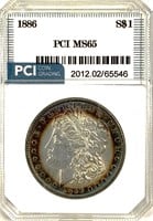 1886 Morgan Silver Dollar MS-65 Rim Toning