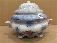 Vintage Ceramic Bowl w/Lid Blue & White
