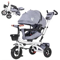 4 in 1 Folding Baby Tricycle  360Swivel Seat  Grey