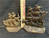 Brass Ship Bookends or Decor