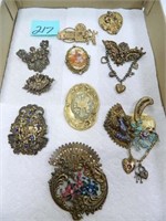 Flat of Vintage Cherub Style Brooches plus Floral