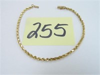 14kt Yellow Gold, 5.6gr. 8" Rope Bracelet