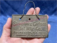 Vtg "Stromberg-Carlson Tel. Mtg. Co." tag sign