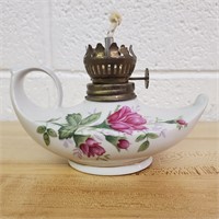 Vtg Miniature Ceramic "Genie" Lamp Roses Pattern