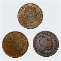 1809-1833 Classic Head Half Cents [3 Coins]