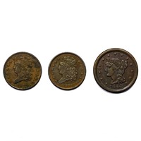 1828-1848 US CH Half Cent and BH Large Cents [3