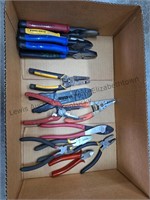 Box lot. Wire tools. Includes 3 pair KLEIN pliers