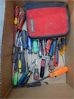 Box lot of screwdrivers, nut drivers and