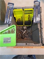 Small tote with drill bits, easy outs and