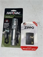 Zippo lighter and flashlight