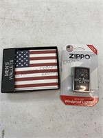 Second amendment zippo lighter and men's wallet