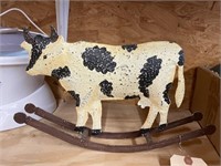 Decorative Metal Rocking Cow 14"L