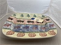 Painted China Platter 16" x 16"