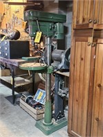 CENTRAL FLOOR MODEL DRILL PRESS W/GRINDER MOUNTED