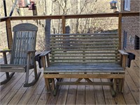 WOODEN PORCH GLIDER & ROCKER