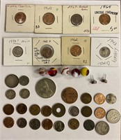 Lot of miscellaneous coins marbles