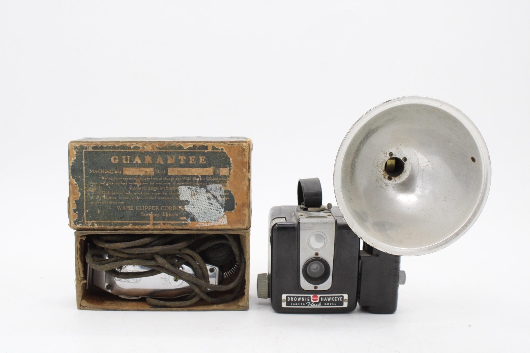 Vintage WAHL Clipper w/ Box & Brownie Camera