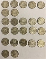 24 qty Silver Pesos 1933, 1943, 1944, 1945