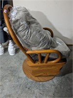 Oak Glider Rocking Chair with Rocking Footstool