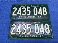 Pair 1954 Illinois license plates