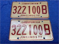 Pair 1977 Illinois license plates