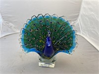 Murano Glass Peacock 8"H