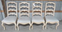 (4) Ladder back upholstered chairs.