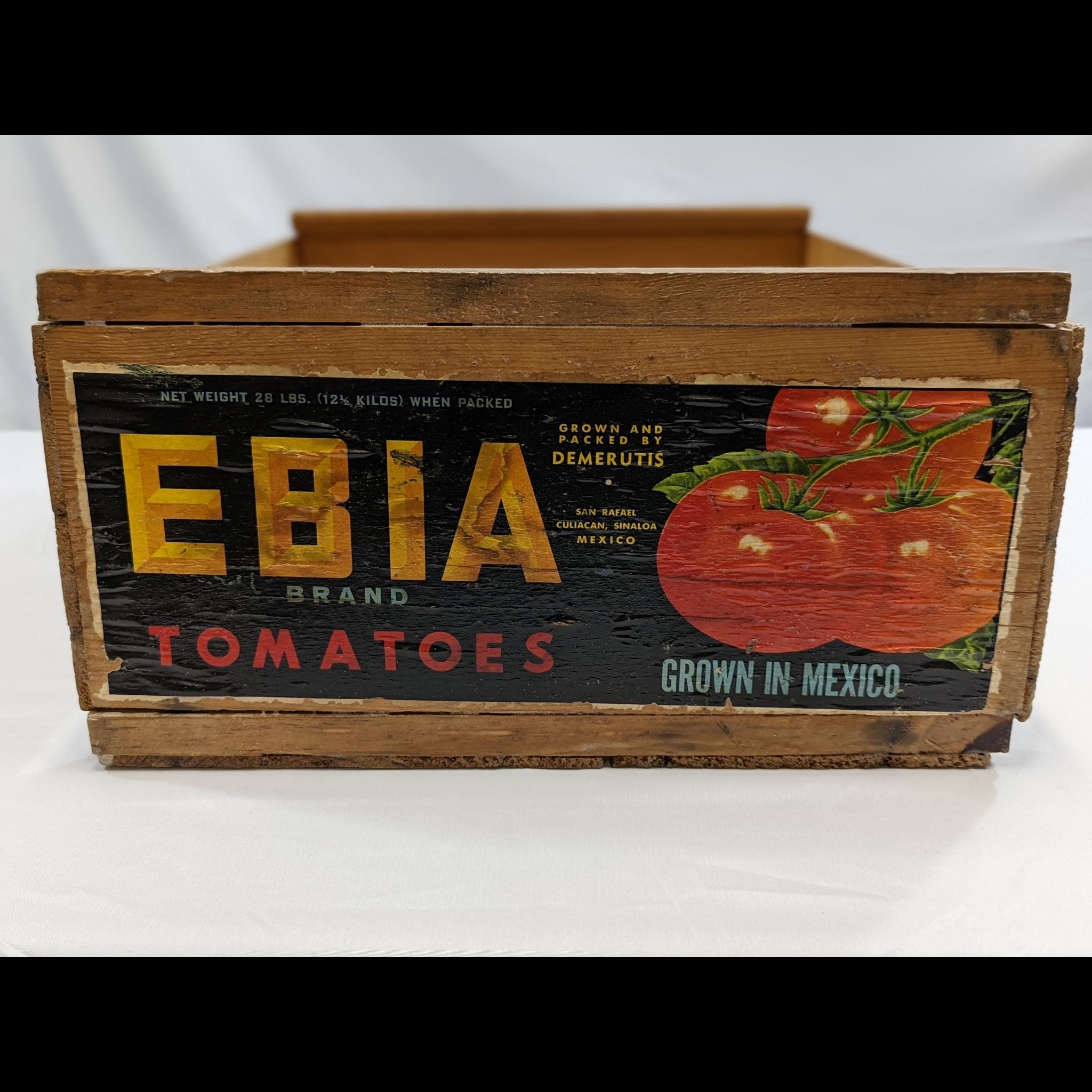 Wooden EBIA Antique Tomato Crate