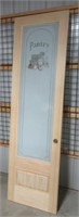 Pine with 3/4 glass pantry door. Measures 28" W x