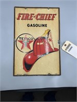Fire Chief Gasoline pump plate, dated 1947, SSP