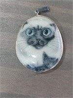 VINTAGE HAND PAINTED ARTIST SIGNED STONE CAT